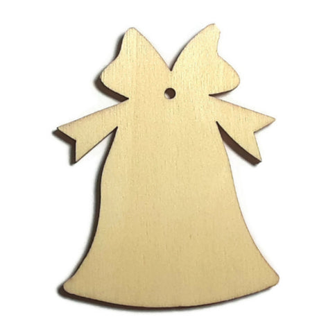 BELL with BOW Unfinished Ready to Decorate Natural Wood Cutout