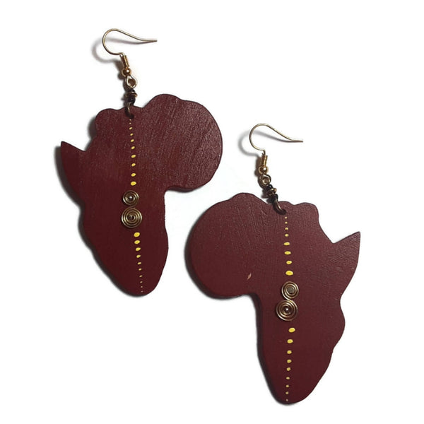 Africa Handmade Statement Dangle Wooden Earrings