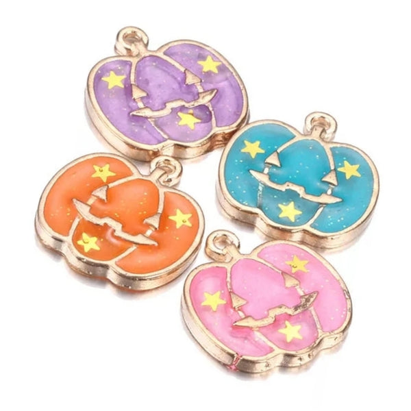 Halloween Pumpkin Purple Gold Charms