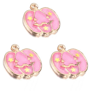 Halloween Pumpkin Pink Gold Charms