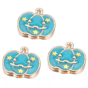 Halloween Pumpkin Blue Gold Charms