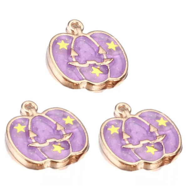 Halloween Pumpkin Purple Gold Charms