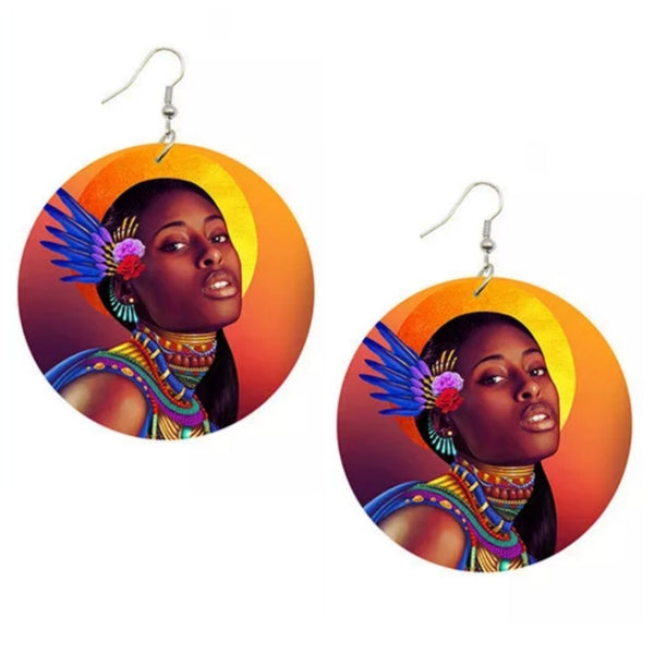 Queen Soul Sista Statement Dangle Wood Earrings