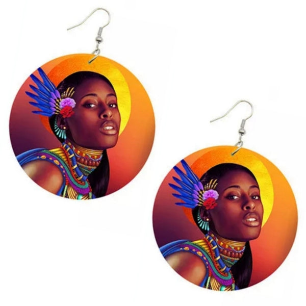 Queen Soul Sista Statement Dangle Wood Earrings