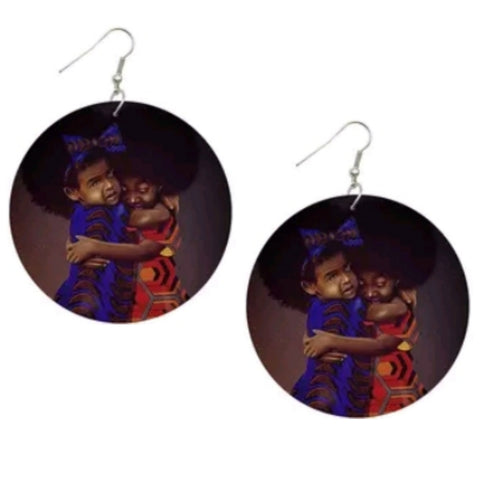 Sister Love Statement Dangle Wood Earrings