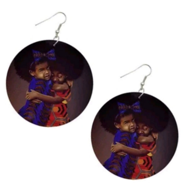 Sister Love Statement Dangle Wood Earrings