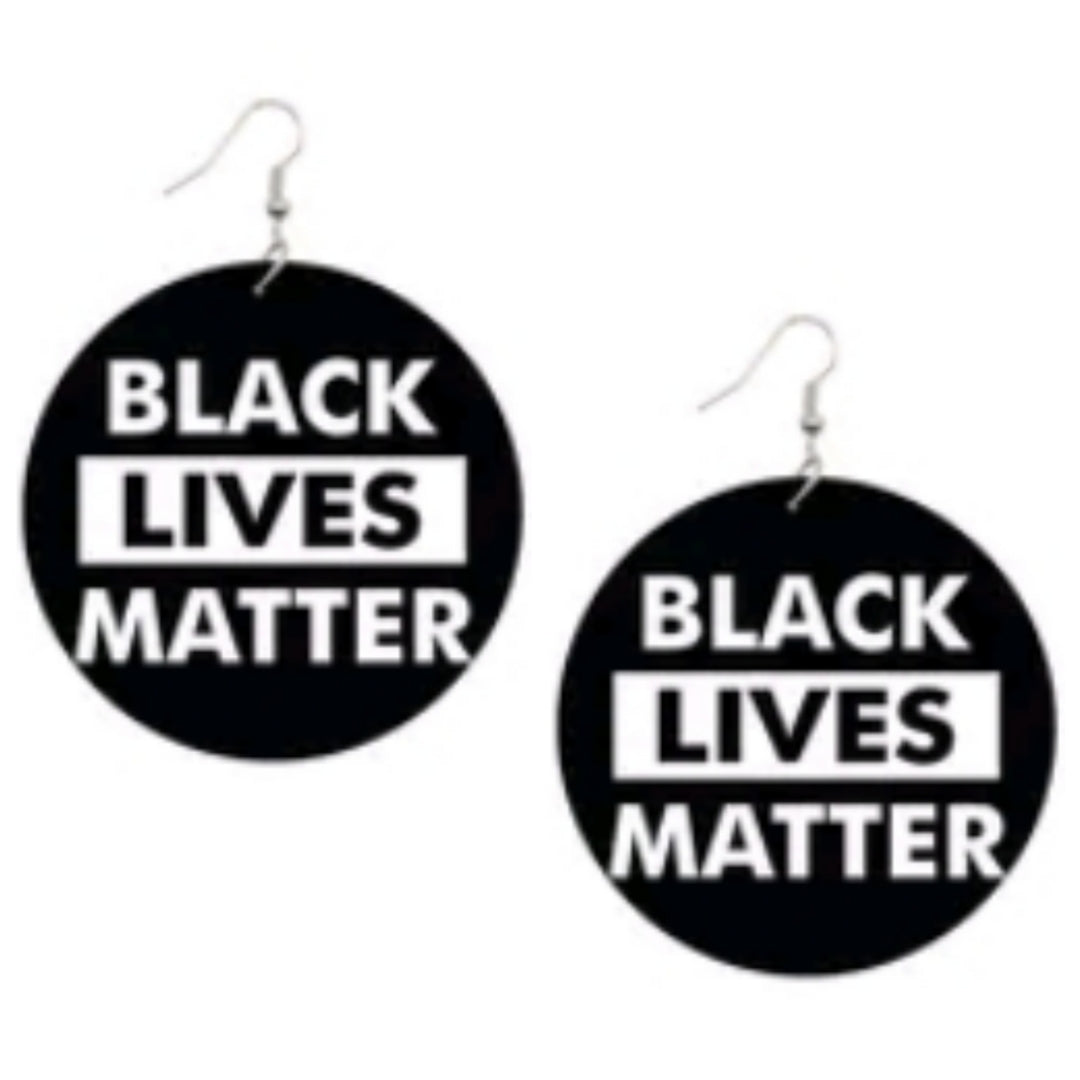 Black Lives Matter Statement Dangle Wood Earrings