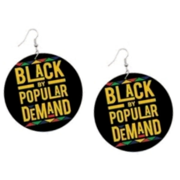 Black Popular Demand Yellow Statement Dangle Wood Earrings