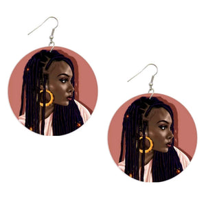 I Love My Locs Statement Dangle Wood Earrings