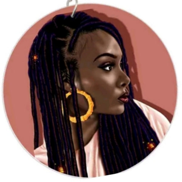 I Love My Locs Statement Dangle Wood Earrings