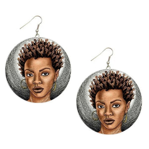 Bantu Knots Power Fist Statement Dangle Wood Earrings