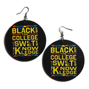 Blacker The College Sweeter The Knowledge Statement Dangle Wood Earrings