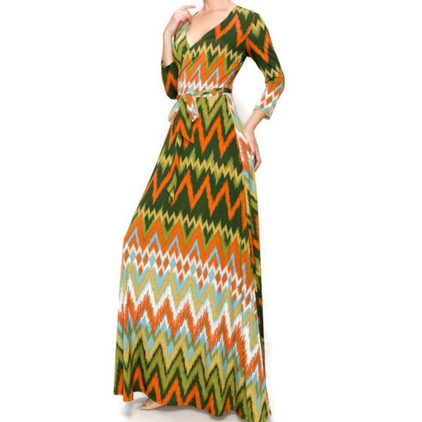 No Static Faux Wrap Maxi Dress