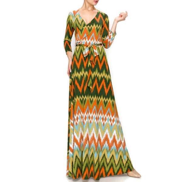 No Static Faux Wrap Maxi Dress