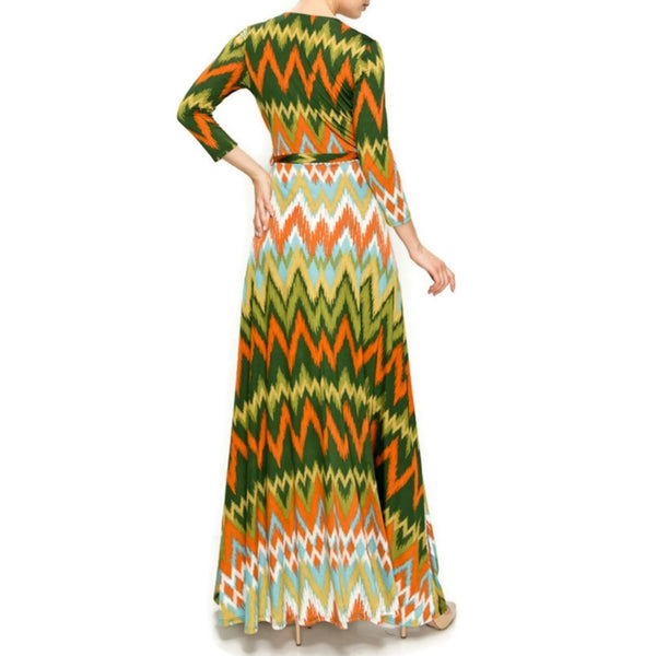 No Static Faux Wrap Maxi Dress