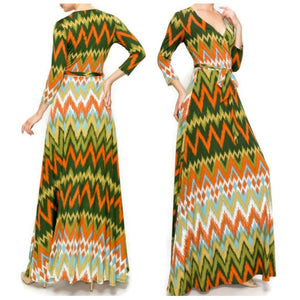 No Static Faux Wrap Maxi Dress