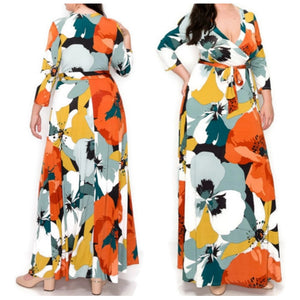 Fall First Love Faux Wrap Maxi Plussize Dress