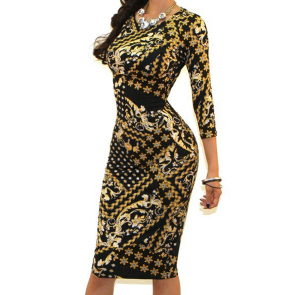 Got Style Star Studded 3/4 Sleeve Bodycon Party Cocktail Dress