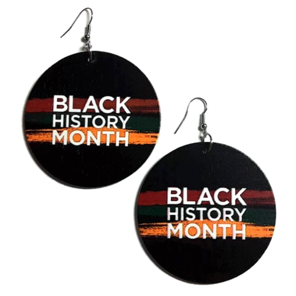 Black History Month Statement Dangle Wood Earrings