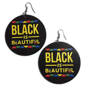 BLACK is BEAUTIFUL Statement Dangle Wood Earrings