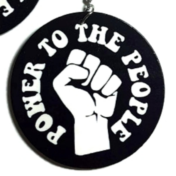 POWER to the PEOPLE Statement Dangle Wood Earrings