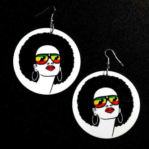 Natural Hippie Rasta Statement Dangle Wood Earrings