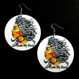 I Love My Roots Statement Dangle Wood Earrings