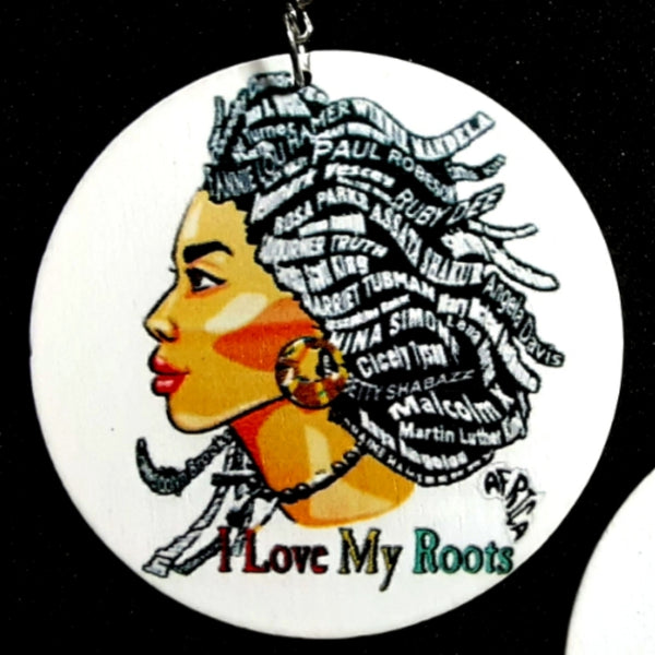 I Love My Roots Statement Dangle Wood Earrings