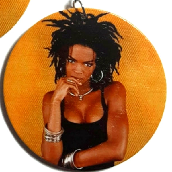 Lauryn Hill Statement Dangle Wood Earrings