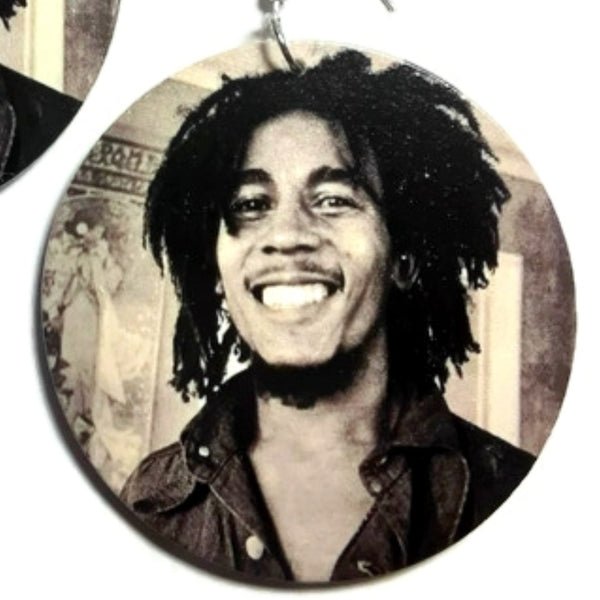 Bob Marley Smile Statement Dangle Wood Earrings