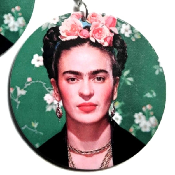 Frida Kahlo Statement Dangle Wood Earrings