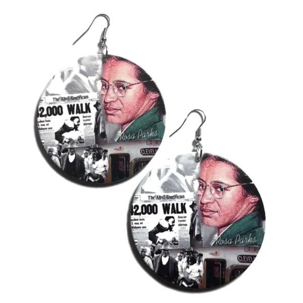 Rosa Parks Statement Dangle Wood Earrings