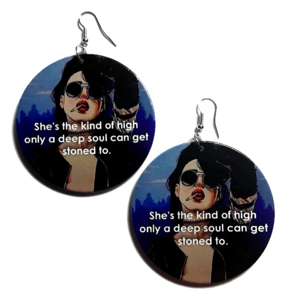 Deep Soul Chick Statement Dangle Wood Earrings