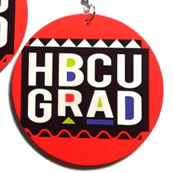 HBCU GRAD Red Statement Dangle Wood Earrings