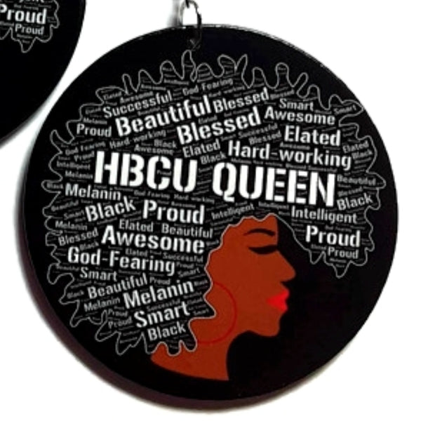 HBCU QUEEN Statement Dangle Wood Earrings