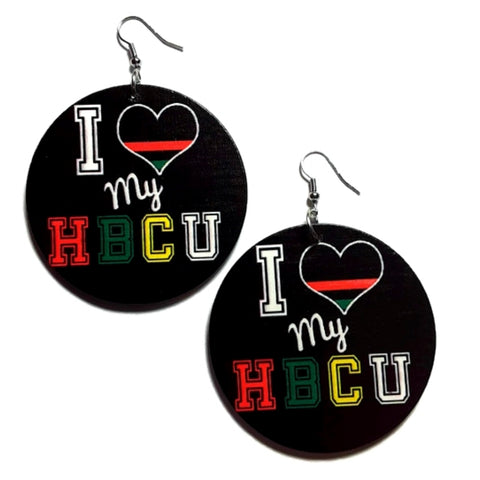 I Love My HBCU Statement Dangle Wood Earrings