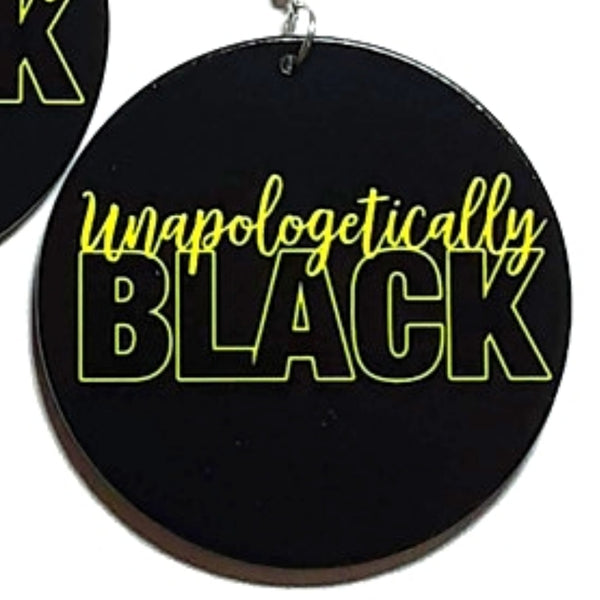 Unapologetically Black Yellow Statement Dangle Wood Earrings