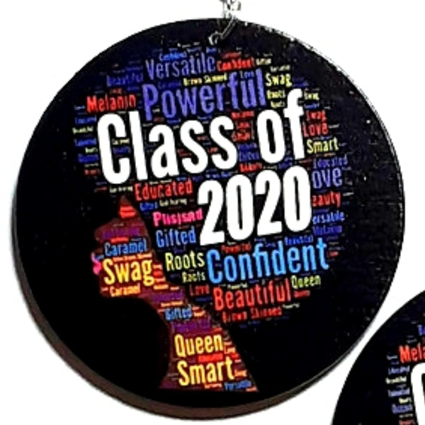 Class of 2020 Statement Dangle Wood Earrings