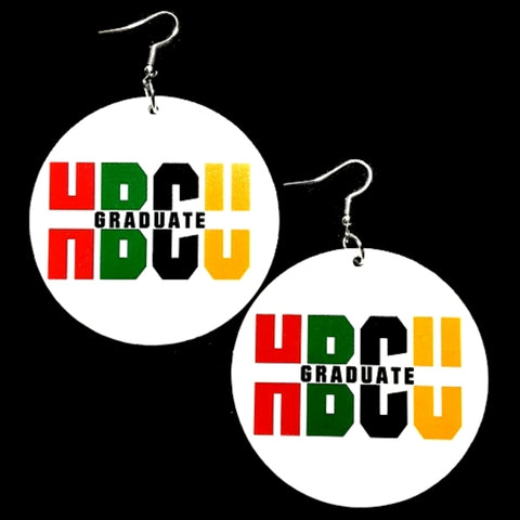 HBCU Graduate RGBY Statement Dangle Wood Earrings