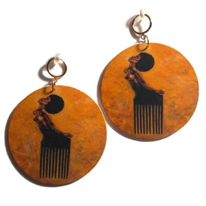 SOUL SISTA Statement Dangle Wood Clip On Earrings