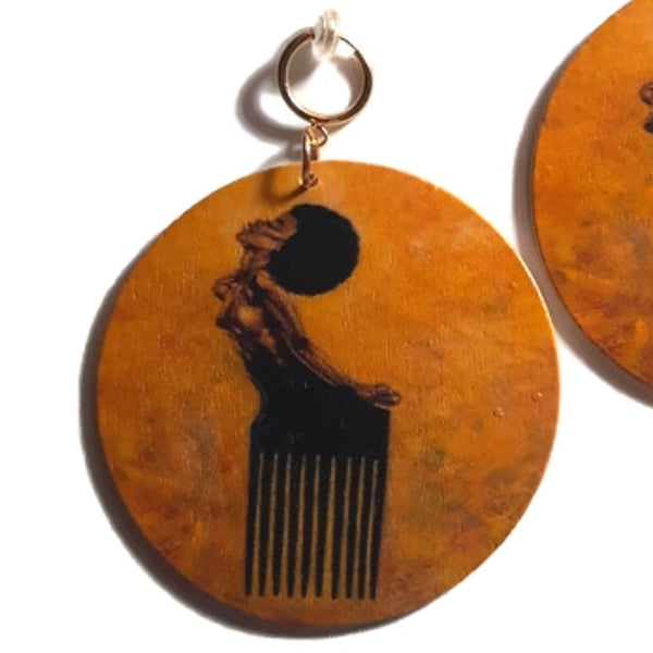 SOUL SISTA Statement Dangle Wood Clip On Earrings