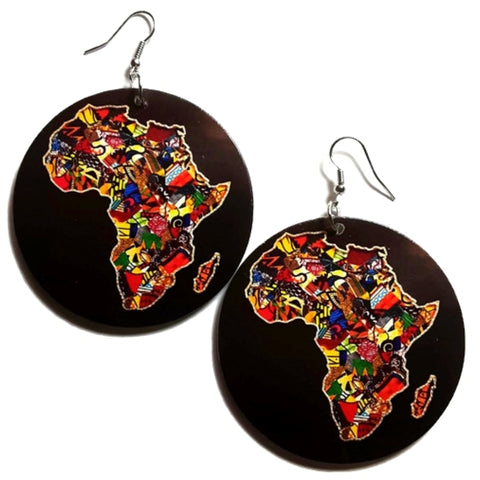 NATURES GROOVE Africa Statement Dangle Wood Earrings