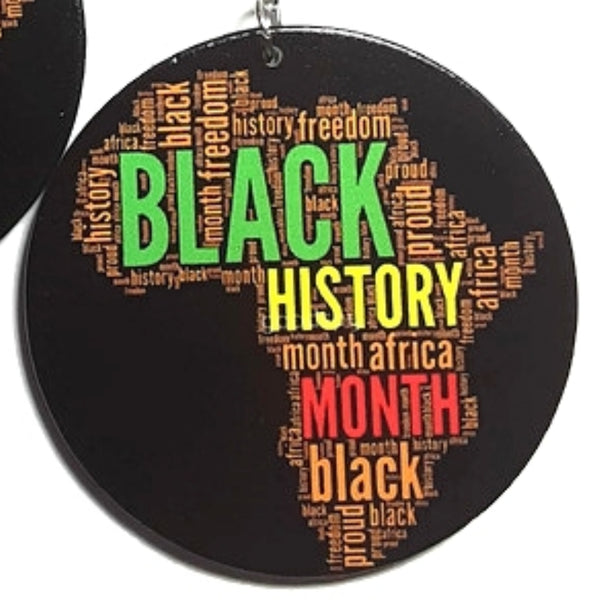 Black History Month GYR Africa Statement Dangle Wood Earrings