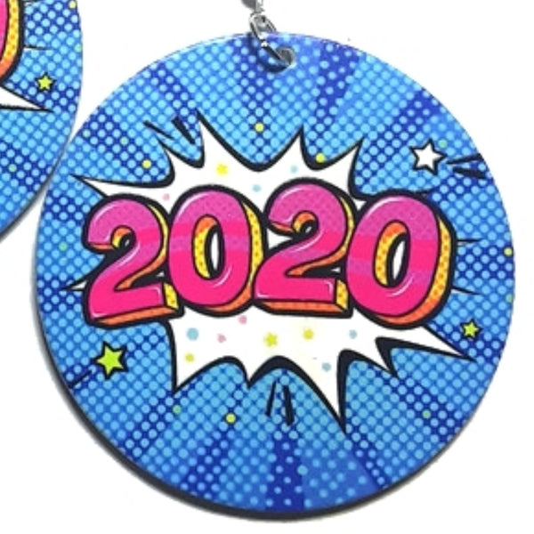 2020 Comic Blast Statement Dangle Wood Earrings