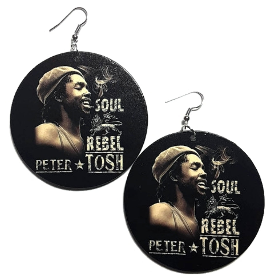 SOUL REBEL Peter Tosh Statement Dangle Wood Earrings