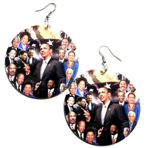 Black Politicians in the House Statement Dangle Wood Earrings