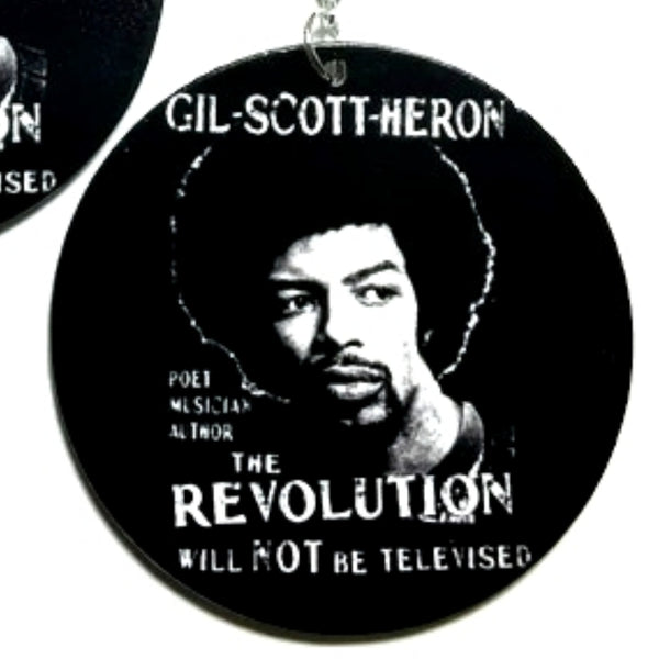 Gil Scott Heron Revolution Statement Dangle Wood Earrings