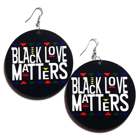 BLACK LOVE MATTERS Multi Colors Statement Dangle Wood Earrings