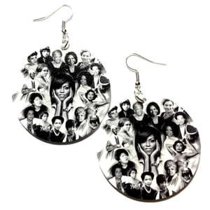 Phenomenal Black Women of History Small Statement Dangle Wood Earrings