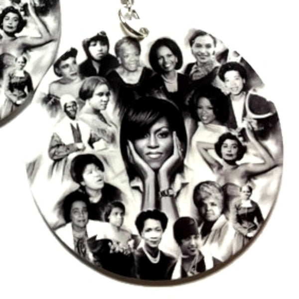 Phenomenal Black Women of History Small Statement Dangle Wood Earrings